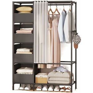 Denuotop - Wardrobe kit--Cabinets wardrobe shelf black non-woven fabric height 170 cm bedroom entrance