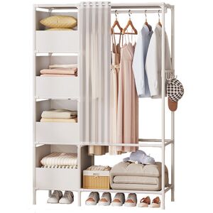 Denuotop - Wardrobe kit--White non-woven fabric shelf wardrobe cabinets height 170 cm bedroom entrance