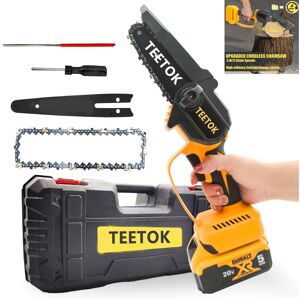 TEETOK Mini chainsaw, 6-inch chain saw, portable handheld chainsaw, mini chainsaw cordless for wood cutting, tree pruning DIY project gardening camping (No