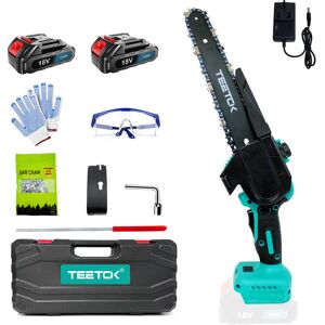 TEETOK Mini Chainsaw Cordless 8 inch, Electric Chainsaw , Battery Chainsaw with Chainsaw Chain, brushless Wood Saw/Tree Saw with Security Lock for Tree