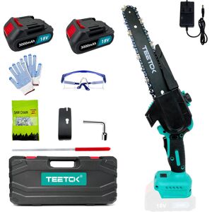 TEETOK Mini Chainsaw Cordless 8 inch， Portable Brushless Chainsaw with 2Pcs 3.0Ah Battery,Handheld Small Chain Saw for Garden Pruning Branch Shears