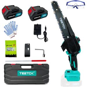 TEETOK Mini Chainsaw Cordless 8 inch , Upgraded Brushless Mini Chainsaw， 22.0Ah Batteries Mini Electric Chainsaw, Small Chainsaw for Garden Courtyard