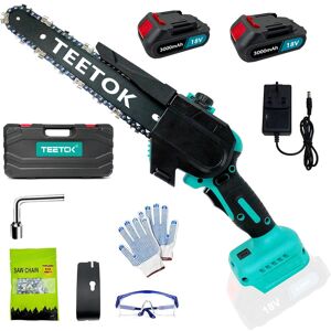 TEETOK Mini Chainsaw Cordless 8 Inch with 2 Battery and Quick Charger,brushless Electric Small Chain Saw with and Security Lock for Wood Cutting Tree