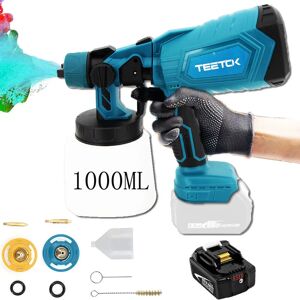 TEETOK Paint Spray Gun,Cordless Paint Spray Kit Electric Paint Spray Gun 1000ml Spray Gun 18V lxt + 5.5A Battery (Charger Not Included),Compatible with
