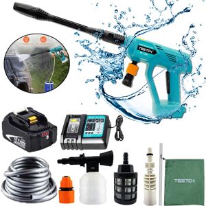 Teetok - Petrol pressure washers,Cordless Pressure Washer, Water Gun Spray High Power Jet Wash Car Cleaner+1x5.5A Battery+1xDC18RC Charger,Compatible