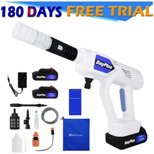 Day Plus - Portable Cordless Car High Pressure Washer Jet Water Wash Cleaner Gun + 2X Battery