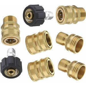 TINOR Pressure Washer Accessories, High Pressure Hose Quick Connector Kit, Connects Barrel Lance and Hose, M22 3/8 Quick Connect 3/4 Quick Disconnect, 8pcs
