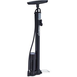 Relaxdays - Floor Pump with Pressure Gauge, Double Head, 3 Attachments, High Pressure, Universal, for All Valves, Black