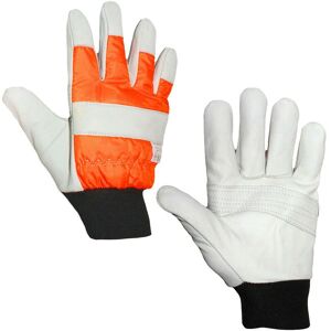 Spares2go - Large Hi Visibility Chainsaw Protective Safety Gloves - Size 10 - Both Hands Protected