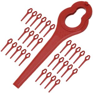 SPARES2GO Plastic Blades for aldi Ferrex Cordless Grass Trimmer 20v 40v Pack of 30 Red