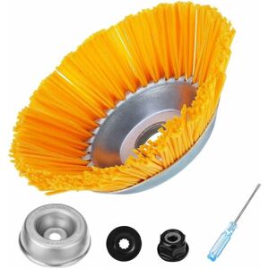 Pesce - Weed Trimmer Head, Nylon Rotary Weed Brush, Round Brush Cutter Head with 4 Mounting Accessories, Weed Brush Head for Brush Cutter Garden