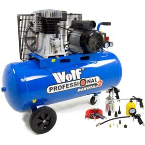 Dakota 2-100 Air Compressor 100L 14.1CFM 3HP + 13pc Professional Spray Kit - Wolf