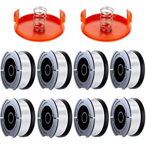TINOR 10 Pack Trimmer Line Spool Compatible with Black and Decker Trimmers, A6481 A6485 1.65mm Brushcutter Line Spool (8 Trimmer Line, 2 Cover, 2 Spring)