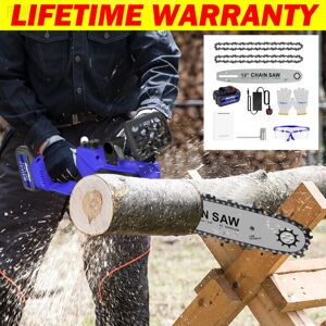 Briefness - 12' Cordless Chainsaw Electric One-Hand Saw Wood Tree Cutter Oiling System Tool