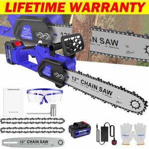 Briefness - 12'' Electric Chainsaw Cordless Battery Rechargeable Wood Cutter Saw Chain Saws