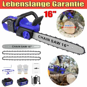 Dayplus - 16' Brushless Electric Cordless Chainsaw Power Saw Cutter w/ 2x 4000mAh Battery