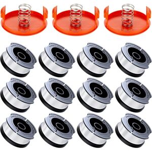 TINOR 18 Pack Trimmer Line Spool Compatible with Black and Decker String Trimmers, A6481 A6485 1.65mm Brushcutter Line Spool (12 Trimmer Line, 3 Cover, 3