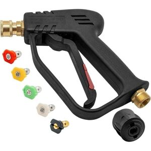 ZVD 4000 psi high pressure washer gun with 5 water nozzle tips, car cleaning gun (M22 14 mm hose connection & Karcher quick connector)