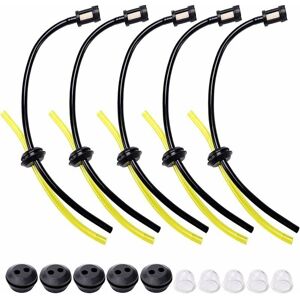ALWAYSH 5 Sets Universal Fuel Filter Kit, Sealing Tube, Lawn Mower Fuel Lines with Primer Bulb, for Grass Trimmer, Brush Cutter, Chainsaw Hedge Trimmer
