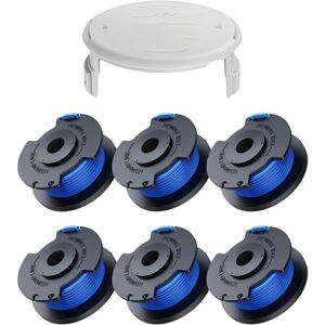 CYSLMUK 6 Pack Replacement Trimmer Line Spools for Ryobi One + AC14RL3A 18v 24v 40v Trimmers, Spool ø 1.6mm, Length 20.11m (6 Trimmer Line Spools, 1 Cover)