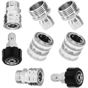 TLILY 8pcs Pressure Washer Adapter Kit, Stainless Steel Quick Connect Set, M22 14mm to 3/8 Inch Disconnect Kit