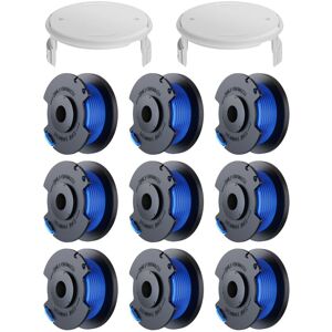 TINOR 9 Pack Replacement Trimmer Line Spools for Ryobi One + AC14RL3A 18v 24v 40v Trimmers, Spool ø 1.6mm, Length 30.17m (9 Trimmer Line Spools, 2 Covers)