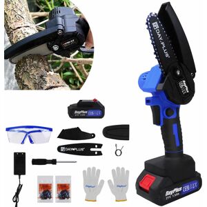 Briefness - Brushless Mini Chainsaw, 4-Inch Cordless Electric Chain Saw with 2X Rechargeable Battery and 2 Chains, Handheld Pruning Shears Saw for