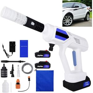 BRIEFNESS Cordless Car High Pressure Washer Jet Water Wash Cleaner Gun Portable with 2pcs Li-Ion Battery, Charger, Adjustable Nozzle, Accessories, 2 quick