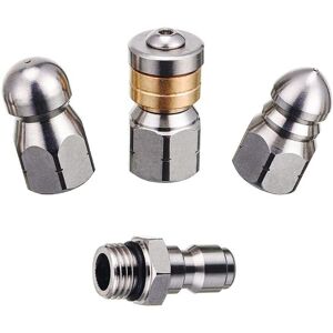 CSPARKV 4Pcs Sewer Cleaning Nozzle, Stainless Steel Pressure Washer Nozzle Kit 1/4 High Pressure Nozzle with Quick Twist Button Nozzle Up to 5000 psi.