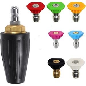 CSPARKV Turbo Nozzle for Pressure Washer, Rotating Nozzle and 7 Tips, 1/4' Quick Connect, 4000 Psi, Jet Kit for Pressure Washer, High Pressure Rotator, Black