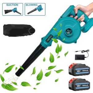 TEETOK Electric leaf blowers and vacuums, 2 In 1 Cordless Leaf Blower,Cordless Air Blower, Garden Snow Dust Leaf Electric Suction Vacuum+2x 3.0A Battery