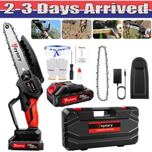 DAYPLUS Electric Mini Chainsaw 21V Handheld Cordless Wood Cutter with 1 Battery +2 Chain