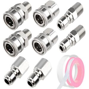 TLILY High Pressure Cleaning Machine Adapte for Washer, Stainless Steel npt 3/8 Inch Thread Adapter Kit