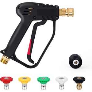 TINOR High Pressure Washer Gun, 4000 psi 280bar, M22 (14mm) Interface Contains Karcher Quick Connector, 5 Water Nozzle Tips for Car Washing