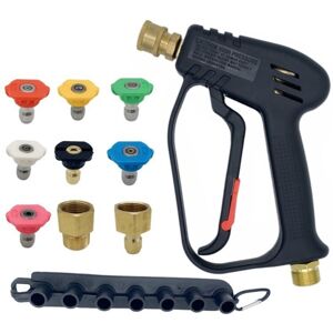 CSPARKV High Pressure Washer Gun, 4000 psi, M22 (14mm) Interface and Karcher Quick Connect with 5 Car Wash Water Nozzle Tips