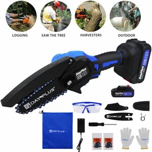 Briefness - Mini Chainsaw, 4-Inch Cordless Handheld Electric Chainsaw with Security Lock, Portable Small Chain Saw for Cutting Trees & Logs Branch