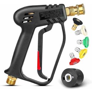 Linghhang - 4000 psi Pressure Washer Gun with 5 Interchangeable Spray Nozzles, Jet Wash Gun with 1/4' Quick Connect and M22 Coupler