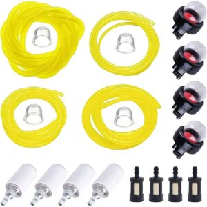 IKODM Set of 4 Lawn Mower Fuel Hose with Fuel Filter and Primer Bulb Fuel Hose Pipe (2x3.5mm 2.5x5mm 3x5mm 3x6mm) for Blower Trimmer Chainsaw Brushcutter