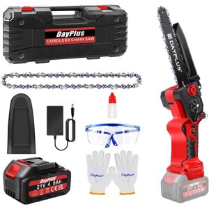 Day Plus - 8'' Cordless Electric Chainsaw Chain Saw Wood Cutter + 4.0Ah Battery + Charger Day Plus - 8'' Cordless Electric Chainsaw Chain Saw Wood Cutter + 4.0Ah Battery + Charger