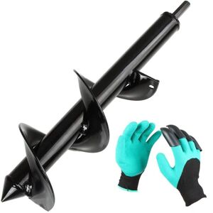 Tinor - ASelected Auger Drill Bit, Garden Auger ø 83mm + Gloves, Garden Auger for Electric Drill, Practical Planting Tool for Flower Planting Trees Tinor - ASelected Auger Drill Bit, Garden Auger ø 83mm + Gloves, Garden Auger for Electric Drill, Practical Planting Tool for Flower Planting Trees