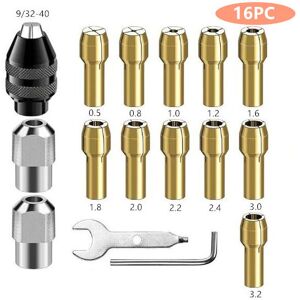Csparkv - 16Pcs Mandrel Compatible with, Rotary Tool Accessories, 0.8mm to 3.2mm Replacement 4486 Quick Change Chuck, Replacement 4485 Brass Collet Csparkv - 16Pcs Mandrel Compatible with, Rotary Tool Accessories, 0.8mm to 3.2mm Replacement 4486 Quick Change Chuck, Replacement 4485 Brass Collet