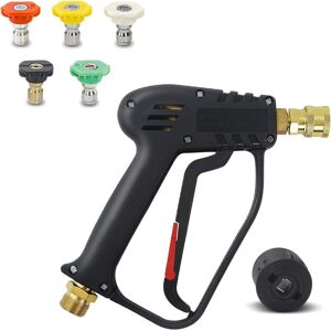 WOIYIC High Pressure Washer Gun, 4000 PSI, M22 (14mm) Interface and Karcher Quick Connect with 5 Water Nozzle Tips for Car Washing- WOIYIC High Pressure Washer Gun, 4000 PSI, M22 (14mm) Interface and Karcher Quick Connect with 5 Water Nozzle Tips for Car Washing-