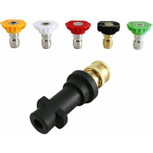 Dewdat - Pressure Washer Adapter, to 6.35mm Quick Connect for Karcher K2-K7, with 5 Pressure Washer Nozzle Tips, Multiple Degree, 2.5 gpm Dewdat - Pressure Washer Adapter, to 6.35mm Quick Connect for Karcher K2-K7, with 5 Pressure Washer Nozzle Tips, Multiple Degree, 2.5 gpm