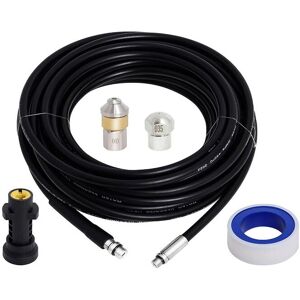 Ikodm - Pressure Washer Drain Hose Cleaning Kit with Adapter, Flexible Tube Unblocker, Rotating Nozzle for Karcher Pressure Washers, 15M Ikodm - Pressure Washer Drain Hose Cleaning Kit with Adapter, Flexible Tube Unblocker, Rotating Nozzle for Karcher Pressure Washers, 15M