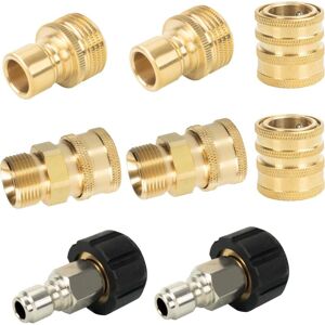 SJQKA Pressure Washer Quick Connect Kit, Quick Disconnect Kit, M22 14mm Metric Male Connector, M22 to 3/8" Quick Connector, 3/4" Quick Connector, Pack of 8 SJQKA Pressure Washer Quick Connect Kit, Quick Disconnect Kit, M22 14mm Metric Male Connector, M22 to 3/8" Quick Connector, 3/4" Quick Connector, Pack of 8