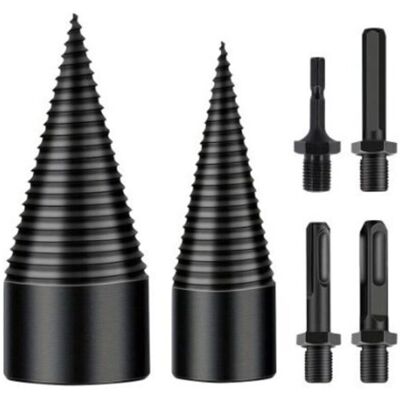 MCBOSON Wood Splitting Drill Bit, 32mm+42mm Log Splitter, Cone Drill Bit with 4 Handles, Wood Drill Bit for Splitting Wood, Cone Wood Splitter, Drill Wood MCBOSON Wood Splitting Drill Bit, 32mm+42mm Log Splitter, Cone Drill Bit with 4 Handles, Wood Drill Bit for Splitting Wood, Cone Wood Splitter, Drill Wood