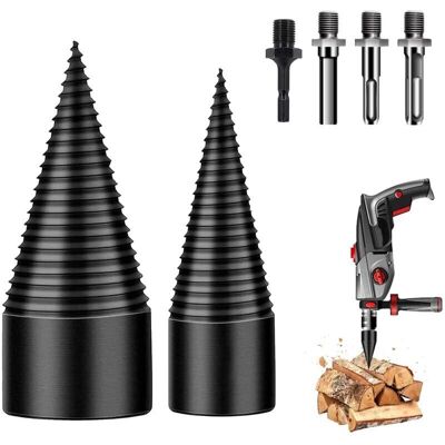 TEHTUY Wood Splitting Drill Bit, 32mm+42mm Log Splitter, Conical Drill Bit with 4 Handles, Wood Splitting Drill Bit, Conical Wood Splitter, Wood Splitter TEHTUY Wood Splitting Drill Bit, 32mm+42mm Log Splitter, Conical Drill Bit with 4 Handles, Wood Splitting Drill Bit, Conical Wood Splitter, Wood Splitter