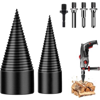 TEHTUY Wood Splitting Drill Bit, 32mm+42mm Log Splitter, Conical Drill Bit with 4 Handles, Wood Splitting Drill Bit, Conical Wood Splitter, Wood Splitter TEHTUY Wood Splitting Drill Bit, 32mm+42mm Log Splitter, Conical Drill Bit with 4 Handles, Wood Splitting Drill Bit, Conical Wood Splitter, Wood Splitter