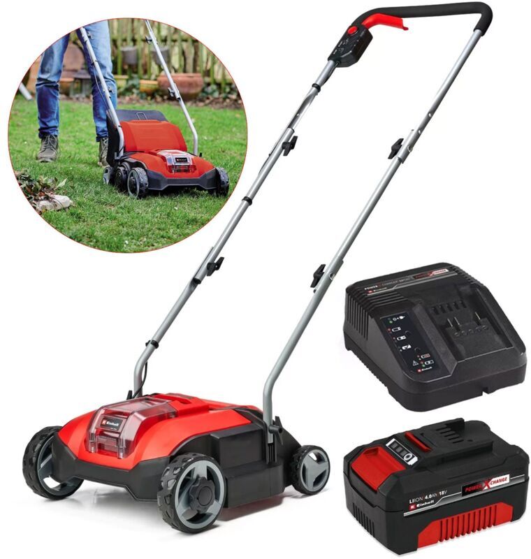 Einhell 18V Cordless Lawn Scarifier Aerator Brushless 28cm GC-SC 18/28 Li +4.0ah