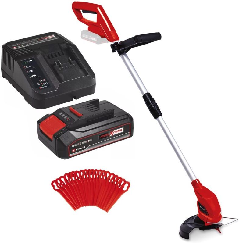 18v Cordless Grass Line Trimmer Strimmer 24cm + 2ah Battery + 20 Blades - Einhell